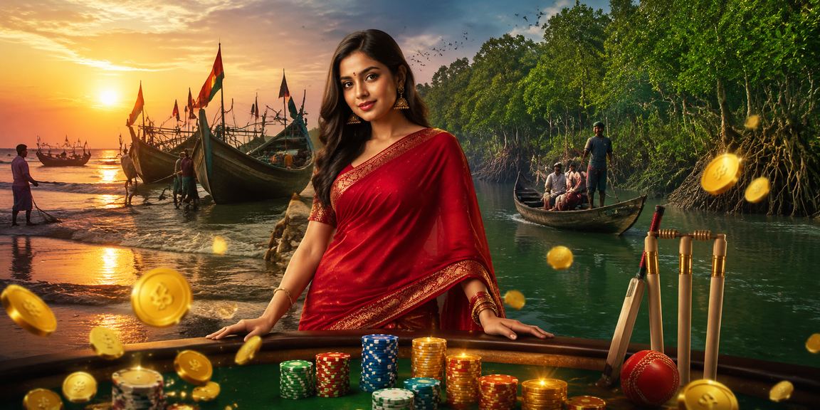 কক্সবাজারে শাড়ি পরা নারী মোবাইলে ক্রিকেট বেটিং করছেন সৈকতে