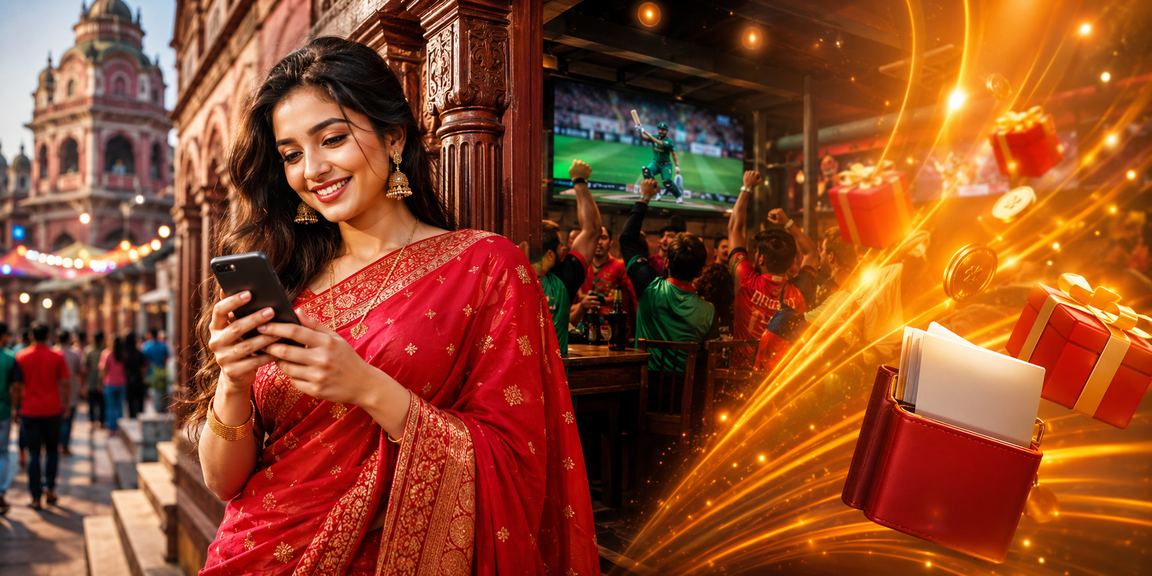 কুমিল্লায় শাড়ি পরা নারী মোবাইলে ক্রিকেট বেটিং করছেন