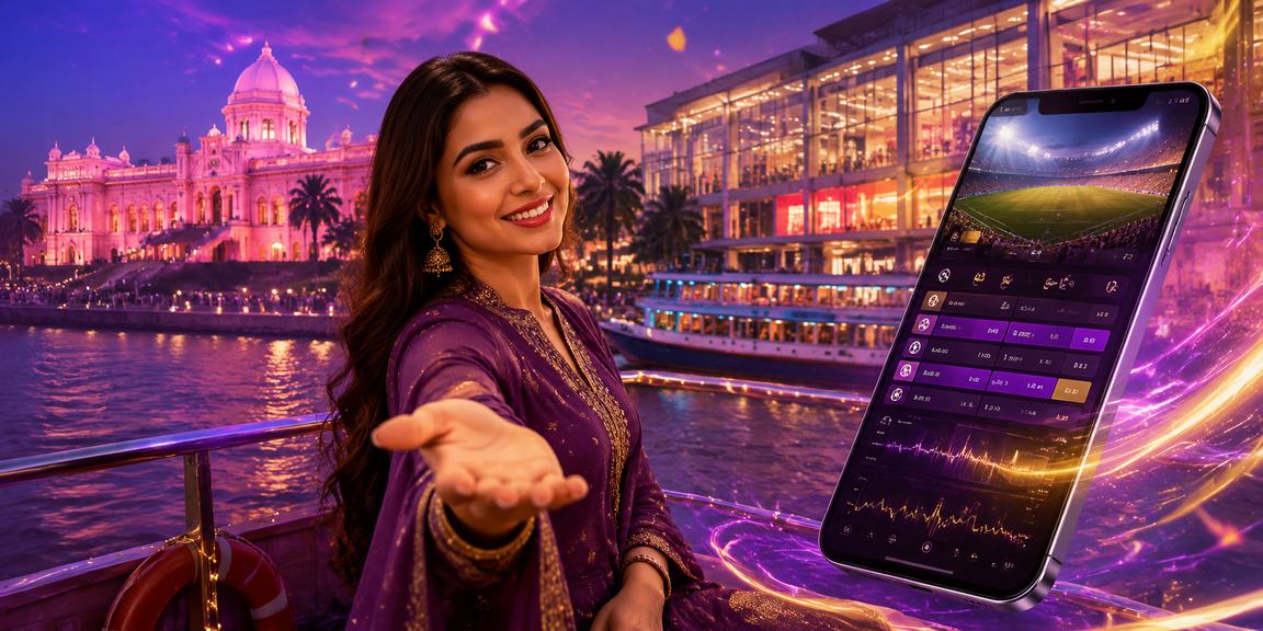 ঢাকায় নিয়ন আলোয় মোবাইলে win fast অ্যাকাউন্ট তৈরি করছেন একজন ব্যবহারকারী